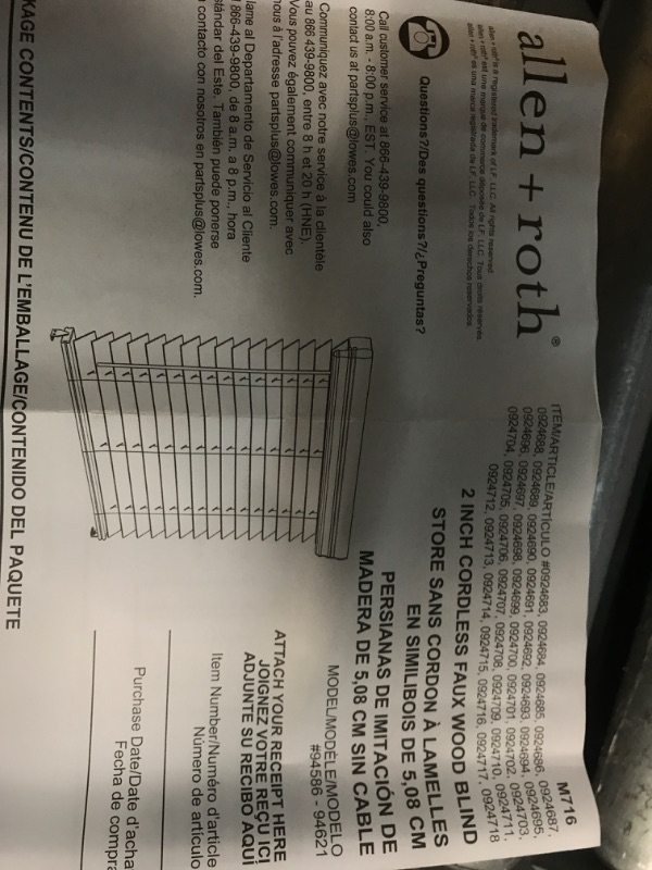 Photo 5 of **USED BUT APPEARS NEW** allen + roth Trim at Home 2-in Slat Width 71-in x 48-in Cordless White Faux Wood Room Darkening Horizontal Blinds