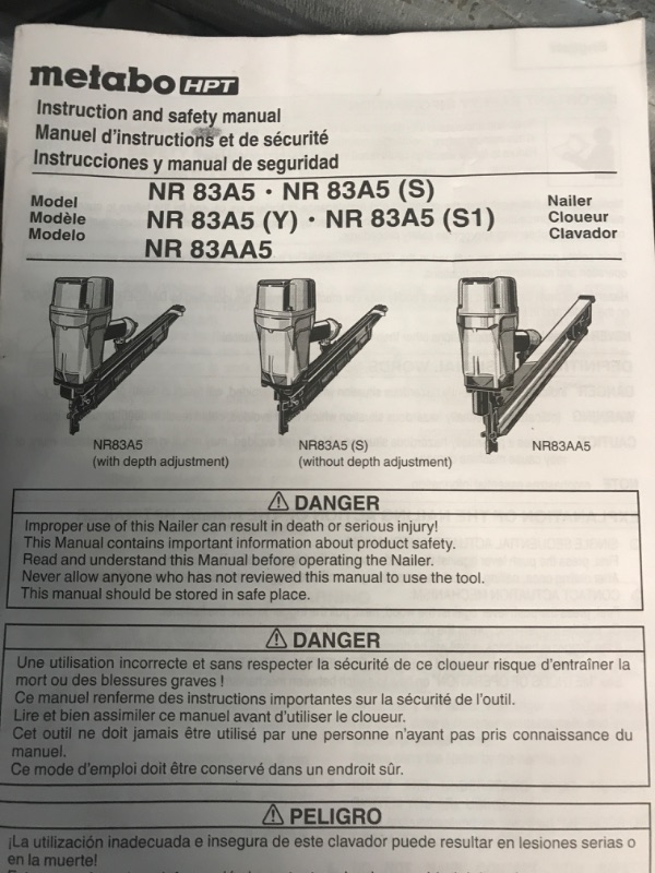 Photo 6 of **TOOL ONLY, MISSING AIRHOSE** Metabo HPT NR83A5(S) Framing Nailer 