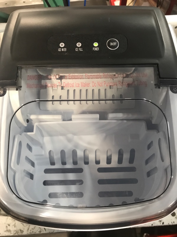 Photo 4 of **MISSING ICE SCOOPER** EUHOMY Countertop Ice Maker Machine with Handle, 25.5lbs in 24Hrs, 9 Ice Cubes Ready in 6 Mins, Auto-Cleaning Portable Ice Maker with Basket 