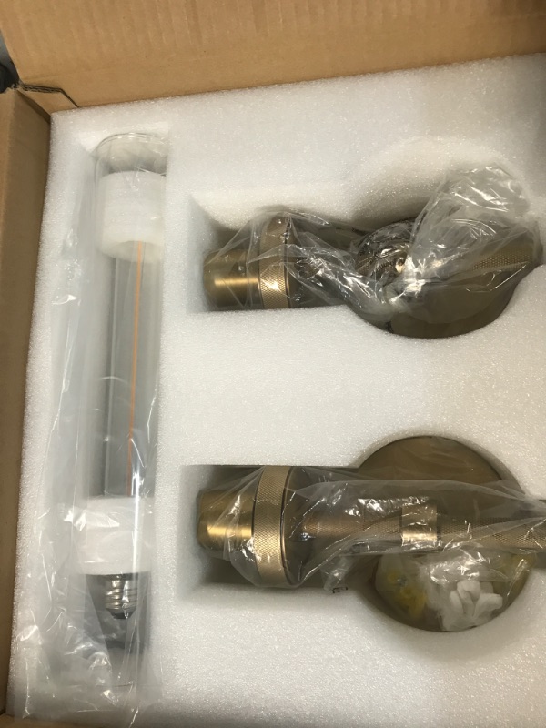 Photo 3 of **USED BUT APPEARS NEW** Joyunleo Gold Wall Sconces Set of Two, 19" Knurling Gold Sconces Wall Lighting, Tube Glass Brass Bathroom Sconces Wall Lights 