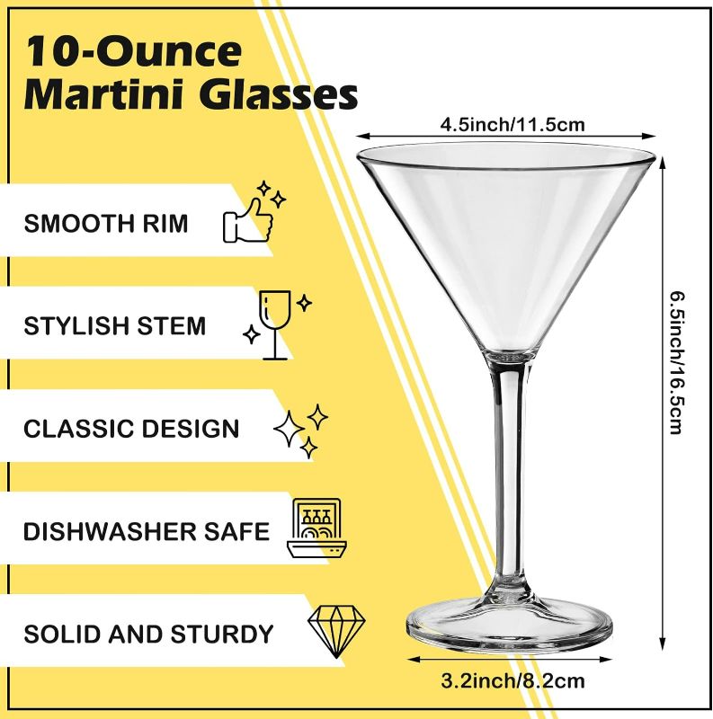 Photo 1 of (5x) 10 oz Unbreakable Martini Glasses 