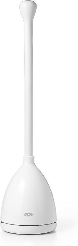 Photo 1 of **BASE NEEDS TO BE ASSEMBLED** OXO Good Grips Toilet Plunger with Holder & Good Grips Toilet Brush White Plunger 