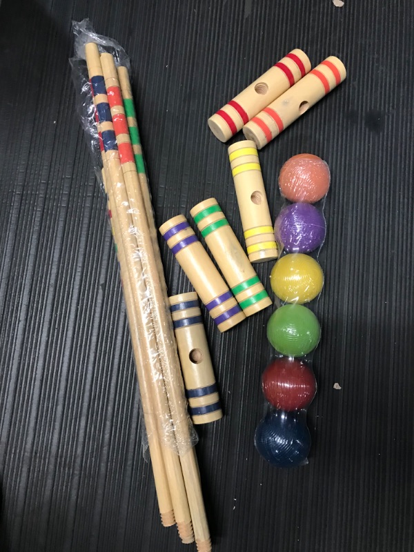 Photo 2 of **MISSING WIRE GOALS** TUAHOO 28In Six Player Croquet Set with Wooden Mallets for Adults Families Kids Outdoor Games Giant Yard Game for Tailgate, Lawn, Backyard, Park, 28In