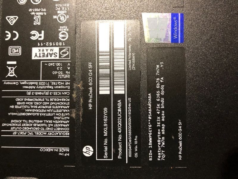 Photo 11 of ***MAJOR DAMAGE - NONFUNCTIONAL - SEE NOTES***
HP ProDesk 600 G4 SFF Computer