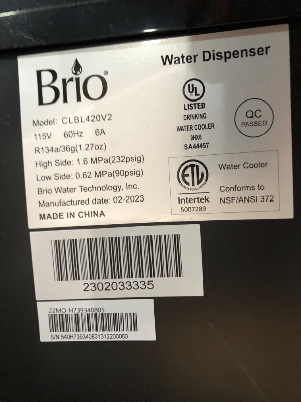 Photo 3 of **LOOSE FRONT PANELS** Brio Bottom Loading Water Cooler Water Dispenser – Essential Series - 3 Temperature Settings - Hot, Cold & Cool Water - UL/Energy Star Approved