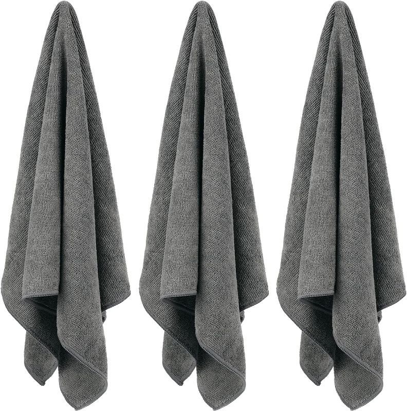 Photo 1 of (10x) Bleach Proof Towels Microfiber Absorbent Salon Towels Bleach Resistant Salon Hand Towels for Gym, Bath, Spa, Shaving, Shampoo, Home Hair Drying, 16 x 28 Inches (Gray)