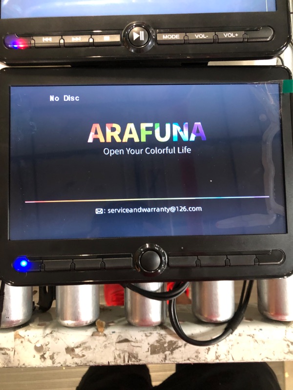 Photo 2 of 10.5" Dual Screen Portable DVD Player for Car, Arafuna 5-Hour Rechargeable Car DVD Player with Full HD Digital Signal Transmission, Headrest DVD Player Support USB/SD, Regions Free(1 Player+1 Monitor)