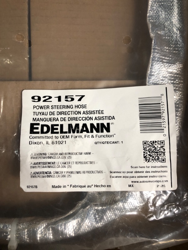 Photo 2 of Edelmann 92157 Power Steering Pressure Hose