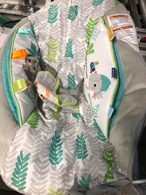 Photo 3 of *SEE NOTES* Bright Starts Jungle Vines Comfy Baby Bouncer and Vibrating Infant Seat with Taggies & Elephant and Sloth Plush Baby Toys