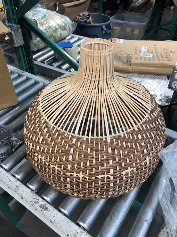 Photo 2 of *USED* Arturesthome Rattan Pendant Lights, Wicker Chandelier Boho Basket Lighting Fixture, Natural Woven Hanging Lamp for Kitchen Island Sink Coffee 40cmx40cm