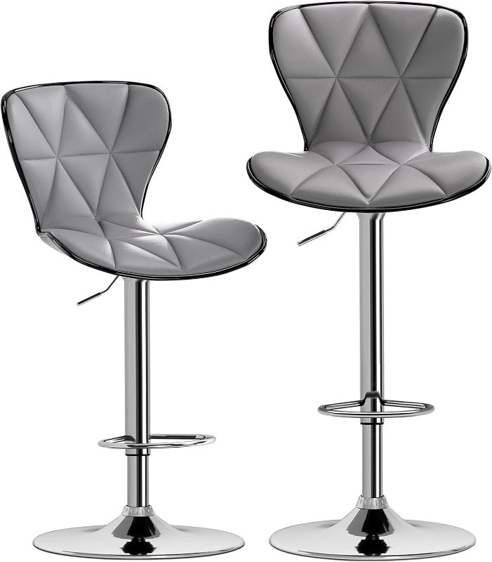 Photo 1 of *SEE NOTES* VATROS Bar Stools Set of 2, Swivel Adjustable Counter Height Barstools with Back and PU Leather, Bar Stools for Kitchen Counter/Dining Room/Office-Black