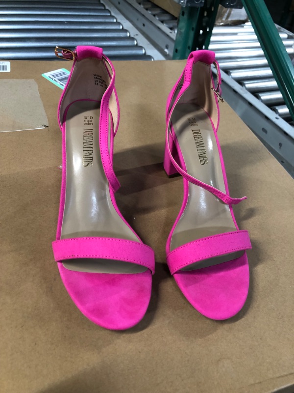 Photo 2 of DREAM PAIRS Women's Chunk Low Heel Pump Sandals 8.5 Fuchsia-suede