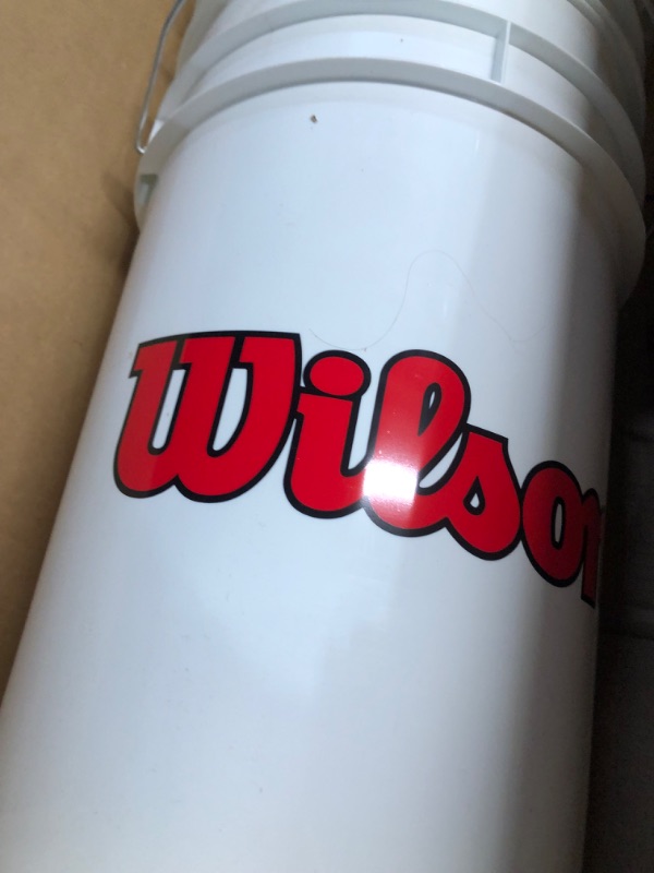 Photo 2 of **USED/SLIGHTLY DIRTY**
WILSON Sporting Goods Ball Bucket with Lid, White