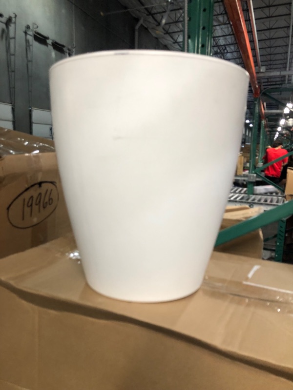 Photo 3 of Elly Décor 18 inch Plastic Planter with Drainage, for Outdoor and Indoors , Lightweight & Resistant Plant Containers, Conic Tall Planter 18" x 16"White White 18"x16"