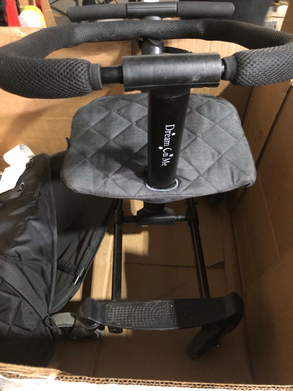 Photo 5 of **USED PRIOR, DAMAGE TO SUPPORT BEAM** FOR PARTS ONLY Dream On Me Lightweight and Compact Coast Rider Stroller with Canopy Included and One-Hand Easy Fold, Adjustable Handles and Soft-Ride Wheels, Black