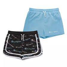 Photo 1 of Champion Girls' 4 Pack Active Stretch Comfort Shorts, Black/blue  - SIZE 7/12