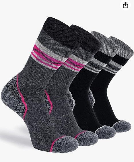 Photo 1 of CS CELERSPORT 4 Pack Women's Merino Wool Hiking Socks Cushioned Warm Thermal Winter Boot Socks