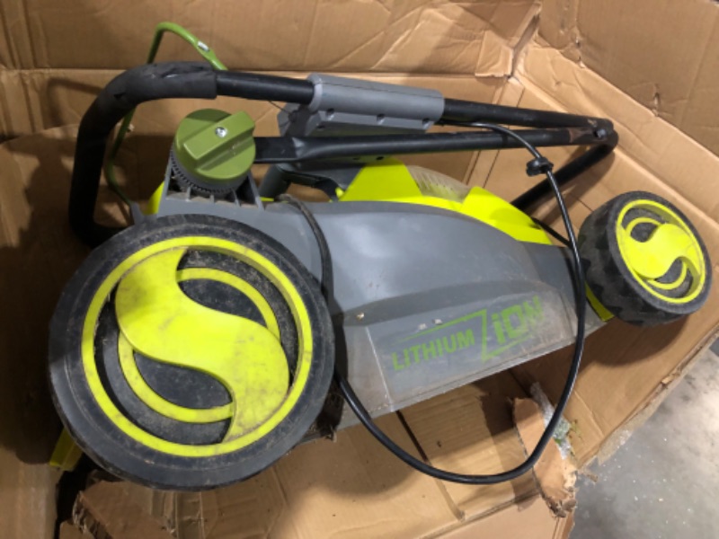Photo 6 of **FOR PARTS ONLY, USED, DIRTY, MINOR DAMAGE*** Sun Joe iON16LM 40-Volt 16-Inch Brushless Cordless Lawn Mower, Kit - UNABLE TO TEST** 