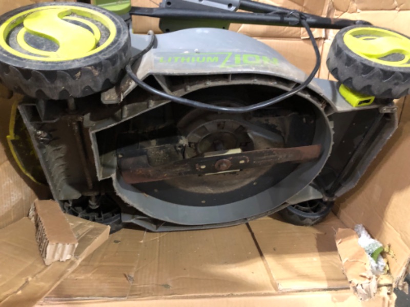 Photo 8 of **FOR PARTS ONLY, USED, DIRTY, MINOR DAMAGE*** Sun Joe iON16LM 40-Volt 16-Inch Brushless Cordless Lawn Mower, Kit - UNABLE TO TEST** 