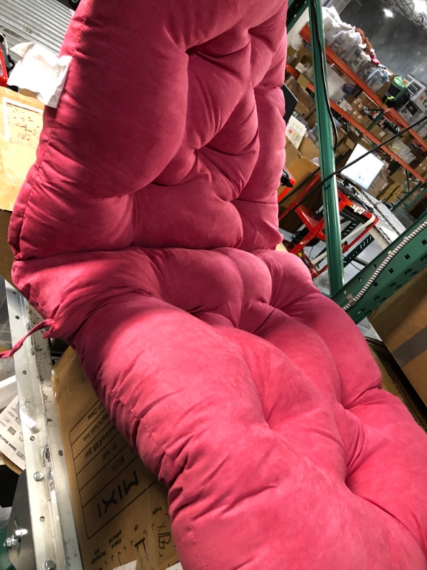 Photo 3 of * cushion only * no frame * please see all images *
Blazing Needles Microsuede Tufted High Back Chair Cushion, 48" x 24", Berry Berry 