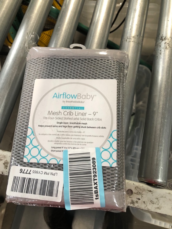 Photo 3 of AirflowBaby Mesh Crib Liner Gray 9” — Fits Full-Size F