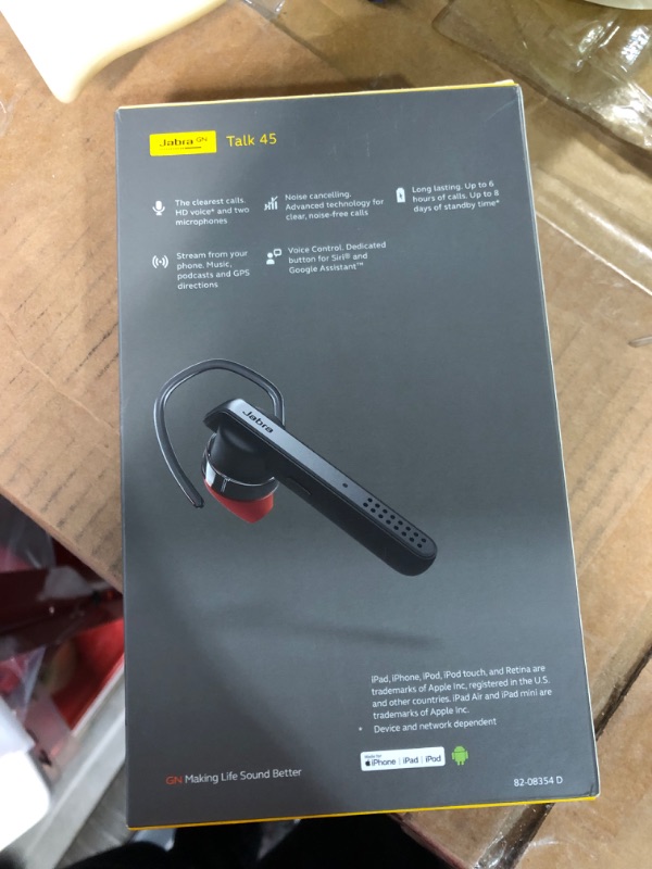 Photo 2 of Jabra Talk 45 Bluetooth Headset for High Definition Hands-Free Calls with Dual Mic Noise Cancellation, 