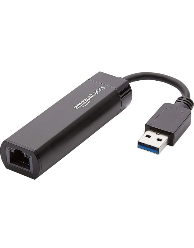 Photo 1 of Amazon Basics USB 3.0 to 10/100/1000 Gigabit Ethernet Internet Adapter, Black