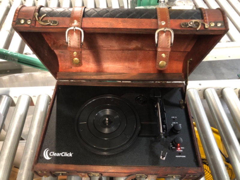 Photo 2 of ClearClick Vintage Suitcase Turntable with Bluetooth & USB - Classic Wooden Retro Style