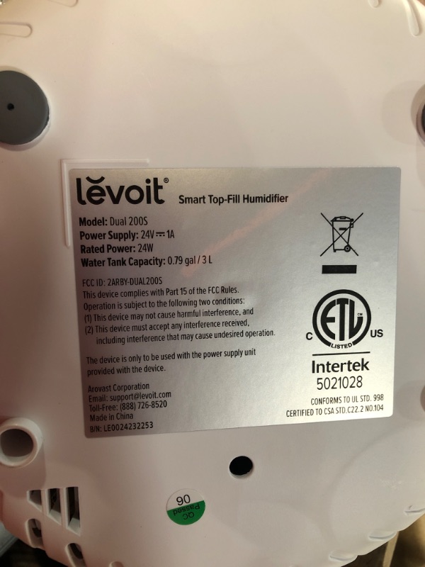 Photo 5 of ** SEE PIC*** Levoit Dual200S Smart Humidifier and Humidifier Filters Light Blue