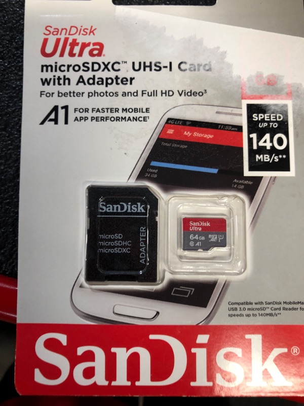 Photo 2 of SanDisk 64GB Ultra microSDXC UHS-I Memory Card with Adapter -