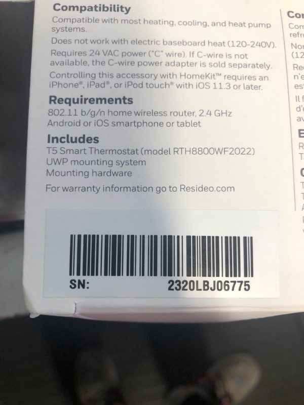 Photo 5 of * used item * good condition *
Honeywell Home RTH8800WF T5 Smart Thermostat  with Smart Room Sensor + First Alert Onelink Detector and Carbon Monoxide Detector Hardwired Wifi Gen2 + Smoke/CO Hardwire