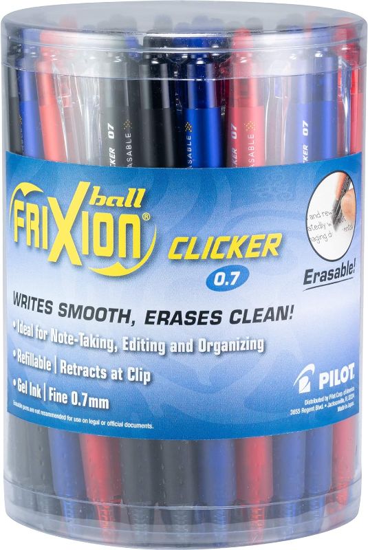 Photo 1 of Pilot, FriXion ColorSticks Erasable Gel Ink Pens, Fine Point 0.7 mm, Tub of 36, Assorted Colors 36-Pack