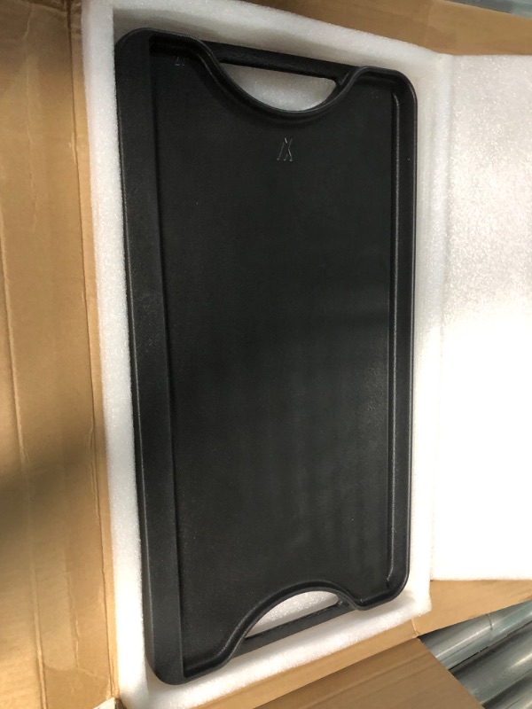 Photo 1 of GasSaf Cast Iron Reversible Griddle with Handles, 18 Inch x 10 Inch Big Grill Pan