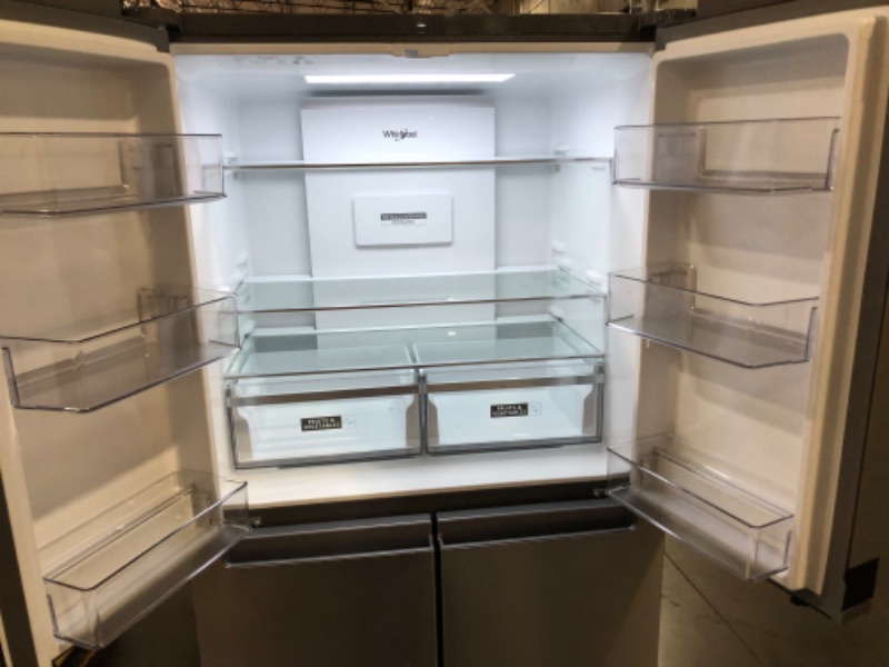 Photo 3 of **LEFT BOTTOM DOOR FOR FREEZER HAS HARD TIME OPENING ALSO WOULD BE BEST TO CLEAN BEFORE USE** 36-inch Wide Counter Depth 4 Door Refrigerator - 19.4 cu. ft.
MODEL NUMBER:WRQA59CNKZ
S/N:TMB1628102