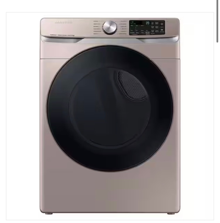 Photo 1 of **NO POWER CORD** 7.5 cu. ft. Smart Electric Dryer with Steam Sanitize+ in Champagne
MODEL NUMBER: DVE45B6300C/A3
S/N: 0BE65BAW700835F