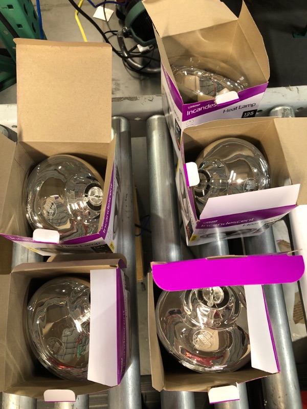 Photo 1 of USED - Feit Electric 125-Watt Clear BR40 Dimmable Incandescent 120-Volt Infrared Heat Lamp Light Bulb - 5pk