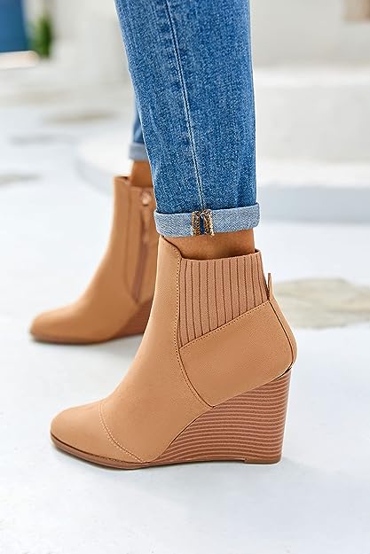 Photo 1 of Womens Wedge Ankle Booties Round Toe Mid