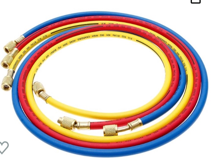 Photo 1 of AC Charging Hoses Tube, 60" Refrigerant Charging Hose 1/4" SAE Thread Fits for R12 R22 R502 Car Air Conditioning and HVAC Manifold Gauge Hose Kit (3000~600) PSI