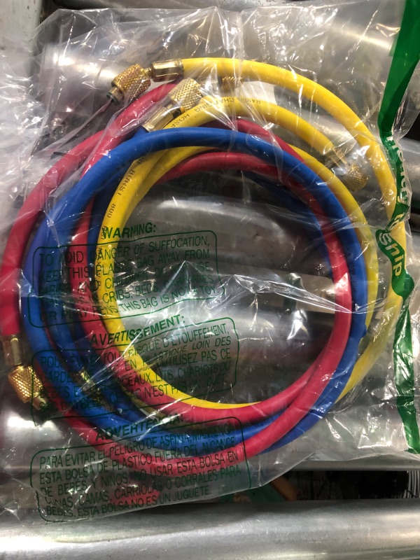 Photo 2 of AC Charging Hoses Tube, 60" Refrigerant Charging Hose 1/4" SAE Thread Fits for R12 R22 R502 Car Air Conditioning and HVAC Manifold Gauge Hose Kit (3000~600) PSI