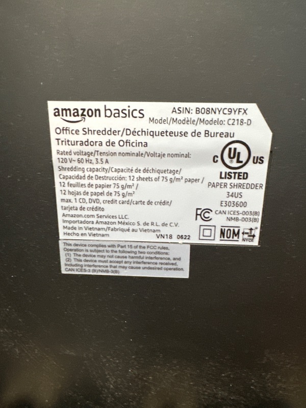 Photo 1 of Amazon Basics 12 Sheet Micro-Cut Paper,Credit Card and CD Shredder for Office/Home & Paper Shredder Sharpening & Lubricant Sheets - Pack of 24