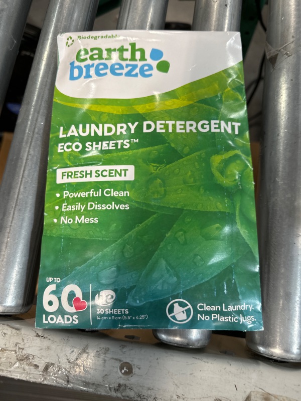 Photo 2 of Earth Breeze Laundry Detergent Sheets - Fresh Scent - No Plastic Jug (60 Loads) 30 Sheets, Liquidless Technology… Fresh Scent, 1 Pack