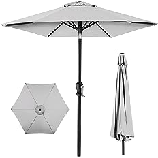 Photo 1 of  10ft Outdoor Steel Polyester Market Patio Umbrella w/Crank, Easy Push Button, Tilt, Table Compatible - Fog Gray