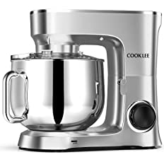 Photo 1 of * USED * 
COOKLEE Stand Mixer, 9.5 Qt. 660W 10-Speed Electric Kitchen Mixer with Dishwasher-Safe Dough Hooks, Flat Beaters, Wire Whip & Pouring Shield Attachments for Most Home Cooks, SM-1551, Silver