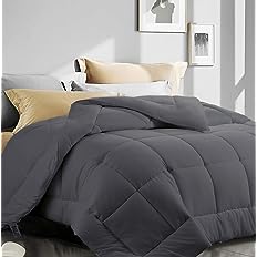 Photo 1 of * USED * 
ASHOMELI King Size Comforter,Cooling Comforter for Night Sweats,All Season Down Alternative Comforter,Duvet Insert with Corner Tabs (Dark Grey,King,90"x102")