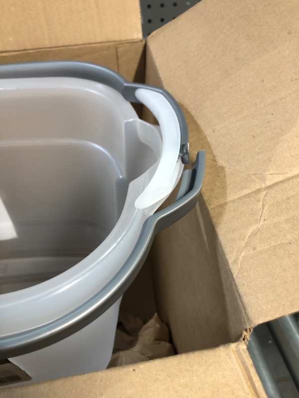 Photo 2 of * DAMAGED * 
Casabella Plastic Rectangular Cleaning Bucket with Handle, Clear, 4 Gallon Bucket Clear, 4 Gallon