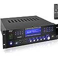 Photo 1 of Pyle 4-Channel Wireless Bluetooth Power Amplifier - 1000W Stereo Speaker Home Audio Receiver w/ FM Radio, USB, Headphone, 2 Microphone w/ Echo, Front Loading CD DVD Player, LED, Rack Mount