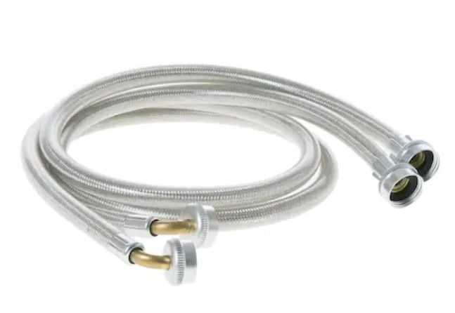 Photo 1 of 4 ft. Universal Stainless Steel Washer Hoses with 90 degree Elbow