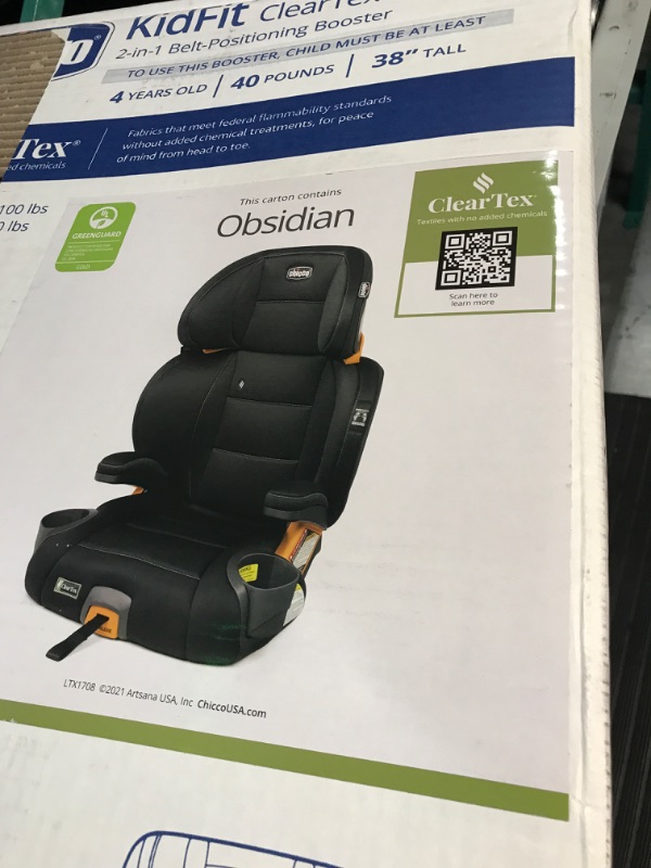 Photo 3 of Chicco KidFit ClearTex Plus 2-in-1 Belt-Positioning Booster Car Seat, Backless and High Back Booster Seat, for Children Aged 4 Years and up and 40-100 lbs. | Obsidian/Black KidFit Plus with ClearTex® No Chemicals Obsidian