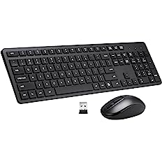 Photo 1 of Wireless Keyboard and Mouse Combo, 2.4G Silent Cordless Wireless Keyboard Mouse Combo for Windows Chrome Laptop Computer PC Desktop, 106 Keys Full Size with Number Pad, 1600 DPI Optical Mouse (Black)