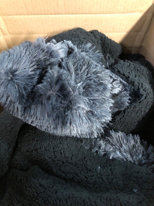 Photo 2 of * USED * 
Black Faux Fur Throw Blanket Soft Fuzzy Fluffy Plush Furry Comfy Warm Cozy Blanket for Couch Bed